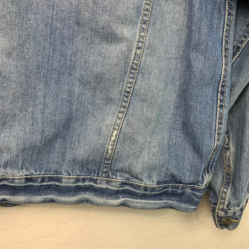 The Children's Place Girls Sz Large 10/12 Denim Jean Jacket Buttons Moto Casual
